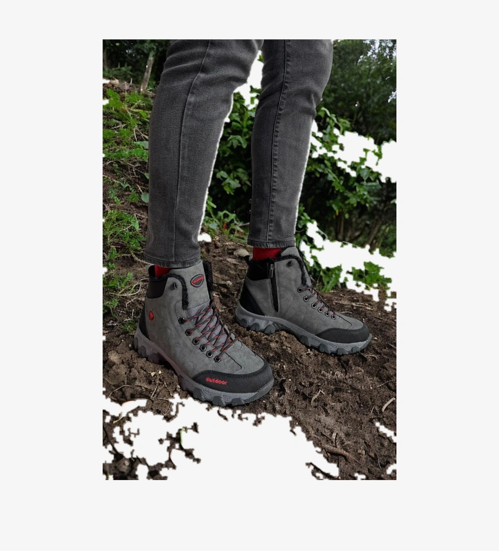 Soğuk Geçirmez Unisex Uzun Outdoor Trekking Bot Ayakkabı GRİ
