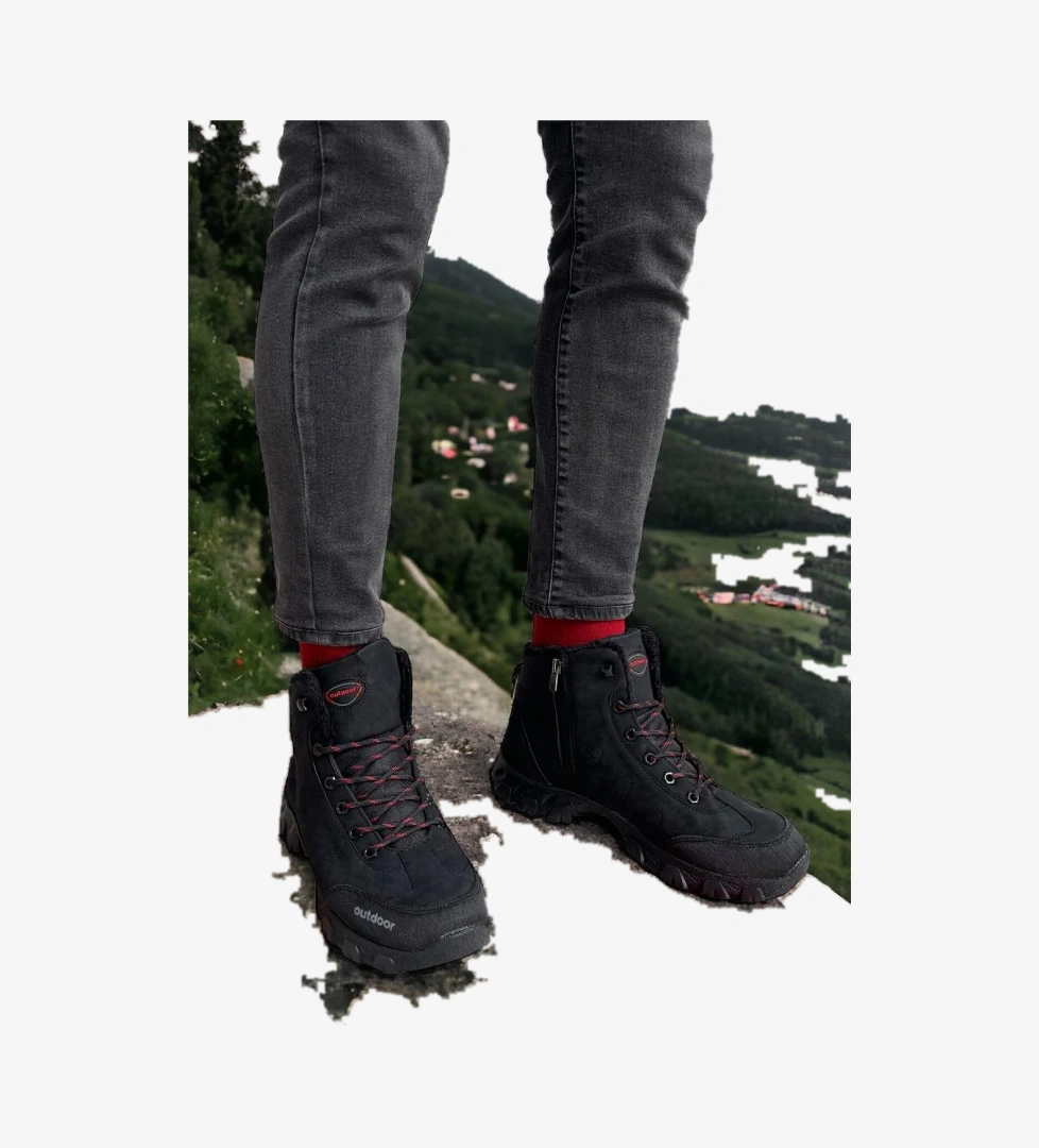 Soğuk Geçirmez Unisex Uzun Outdoor Trekking Bot Ayakkabı SİYAH