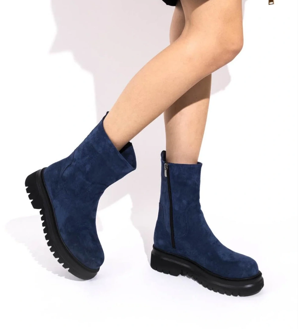 Modabuymuş Olle Lacivert Süet Günlük Hafif Kalın Taban Bot model görseli