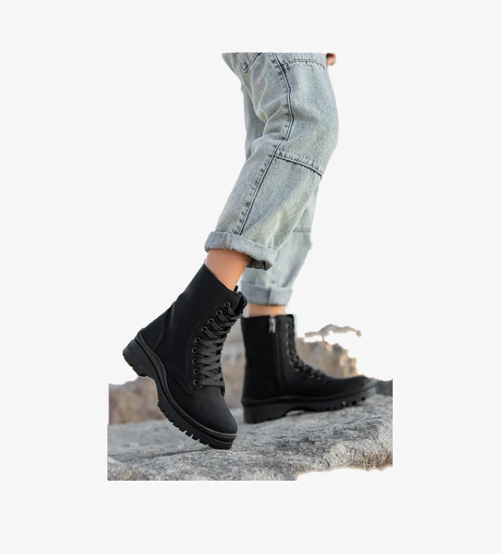 Twi̇ngo Twingo 7660 Siyah Zümrüt Kürklü Kadın Düz Bot model görseli