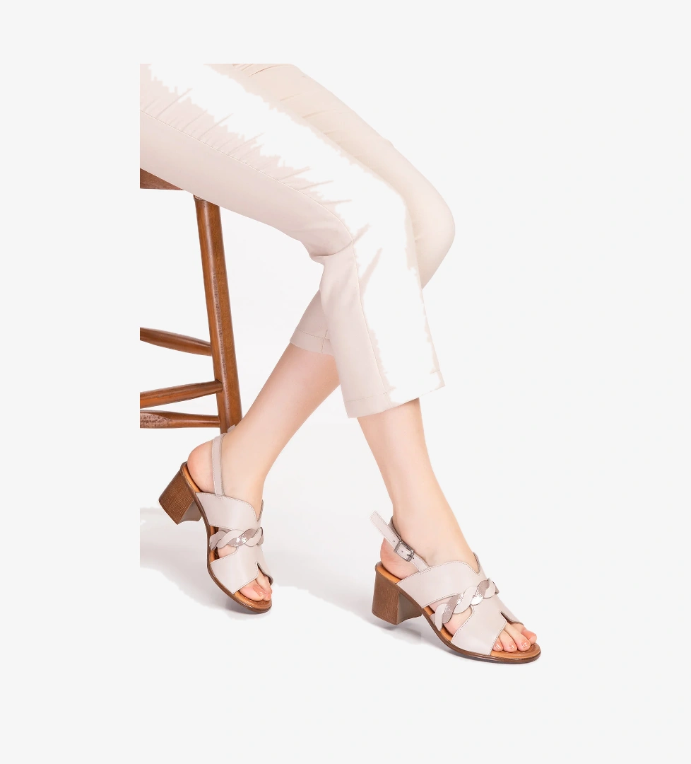 Gondol Kundura Gondol Hakiki Deri Örgü Topuklu Sandalet Iz.645 model görseli