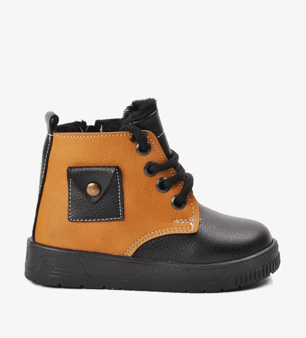 Arz 2301003-B Siyah-Camel İçi Kürklü Fermuarlı Bebek Bot - Görsel 1