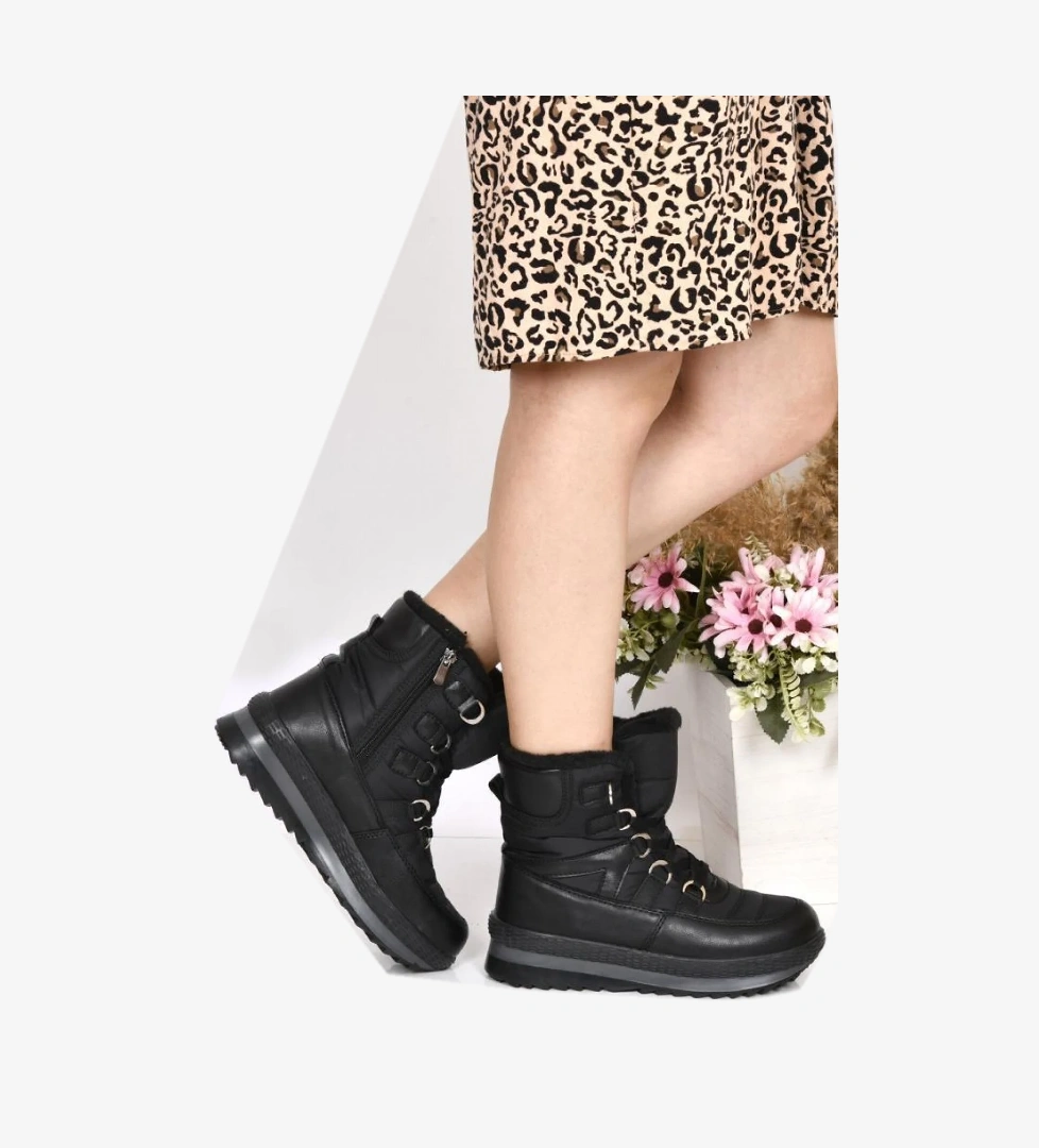 Twi̇ngo Twi̇ngo Siyah Twingo 895 Kadın Termal Kürklü Kar Bot | Flo Siyah - 1. görsel