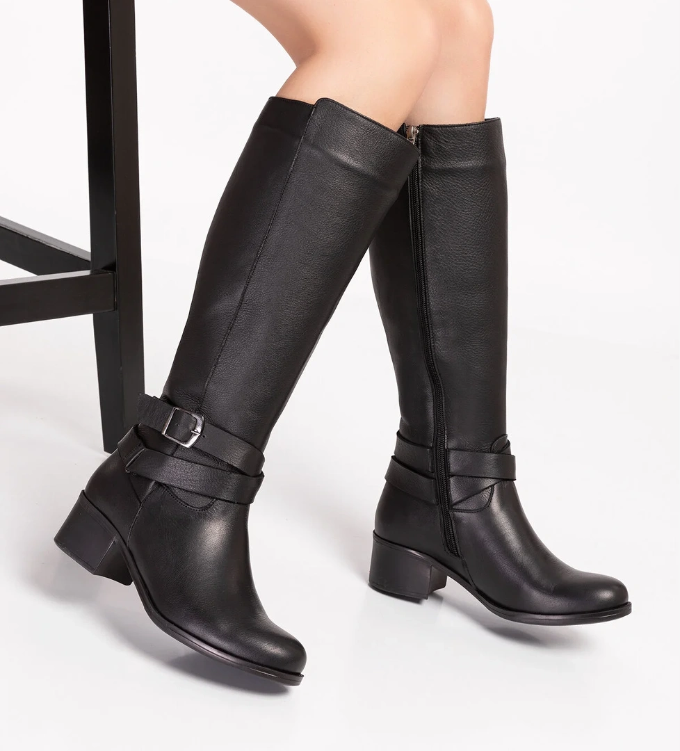 Gondol Kundura Gondol Hakiki Deri Şık Topuklu Çizme Anl.7068 model görseli