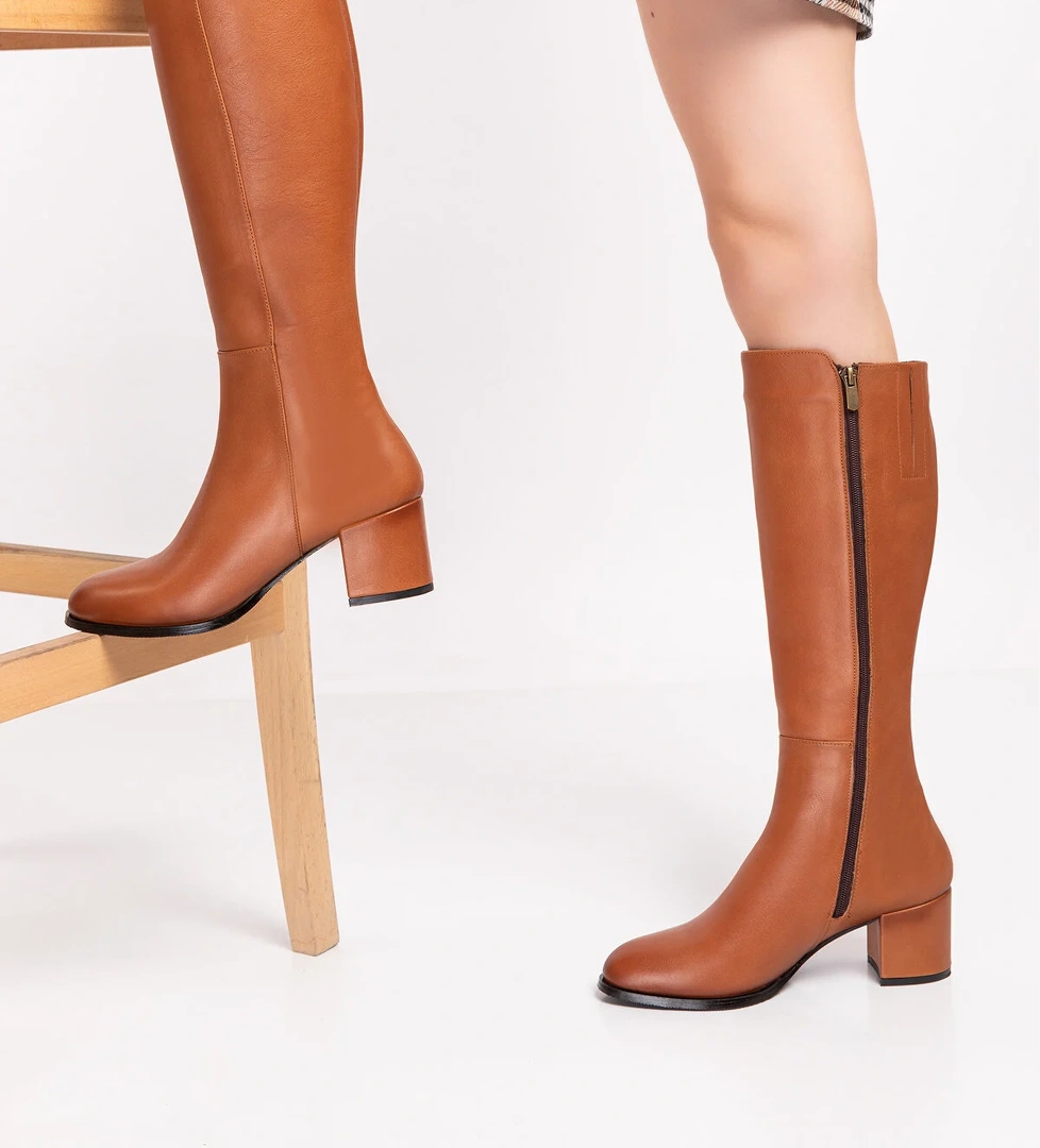Gondol Hakiki Deri Topuklu Çizme anl.2131
