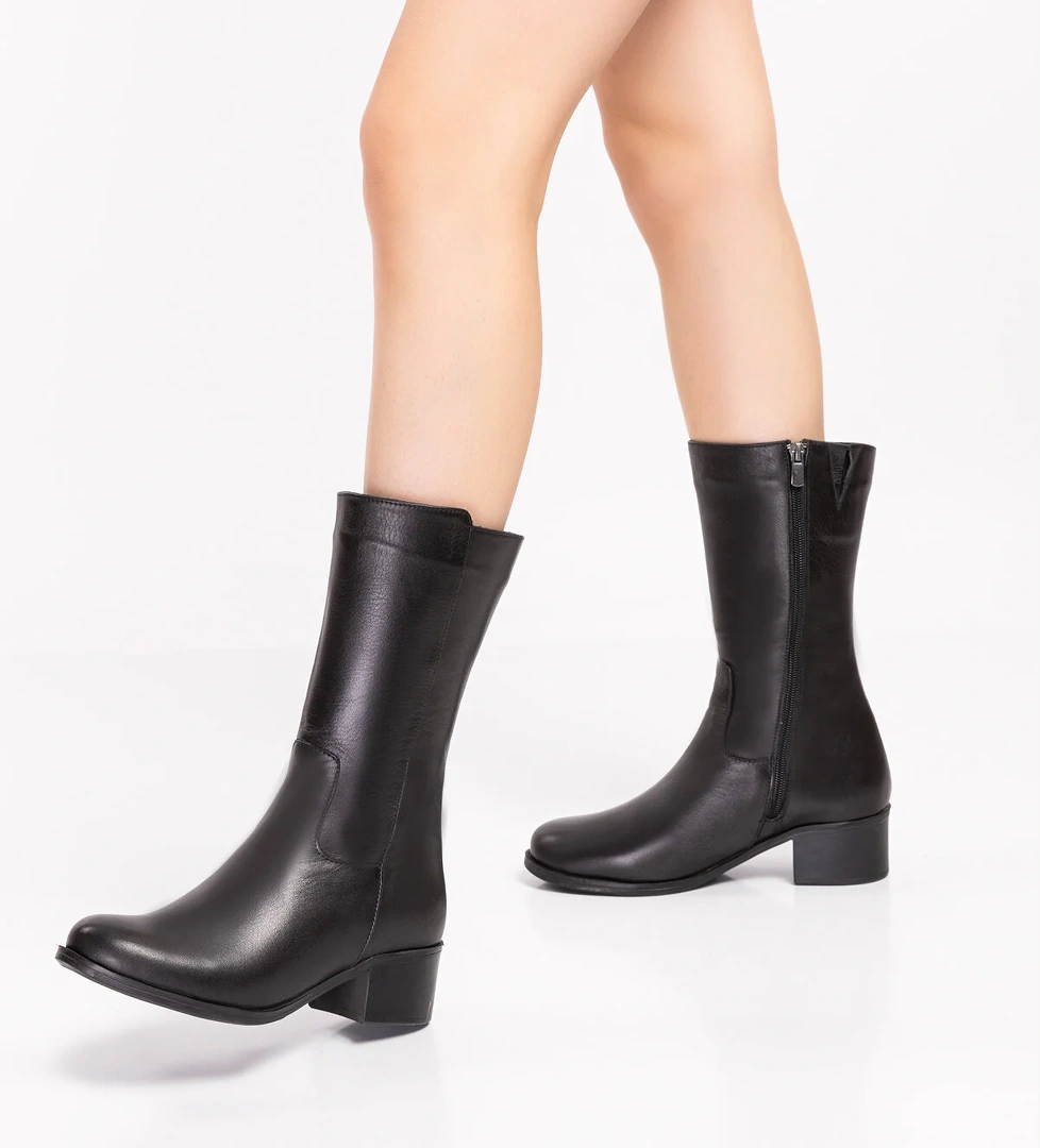 Gondol Kundura Gondol Hakiki Deri Topuklu Yarım Çizme Anl.2119 model görseli