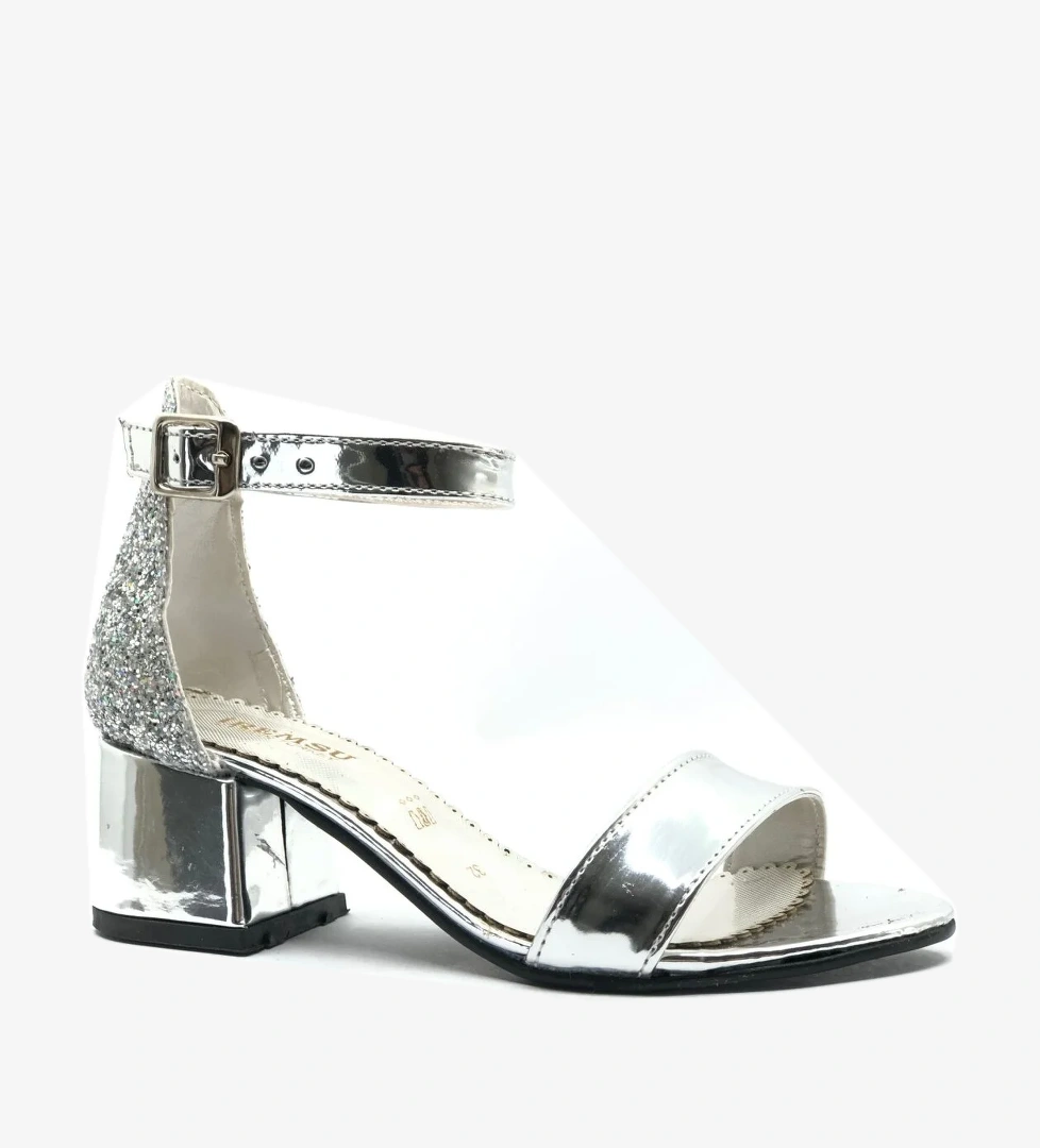 9989 Tek bant Arkası Simli Topuklu Çocuk Ayakkabı