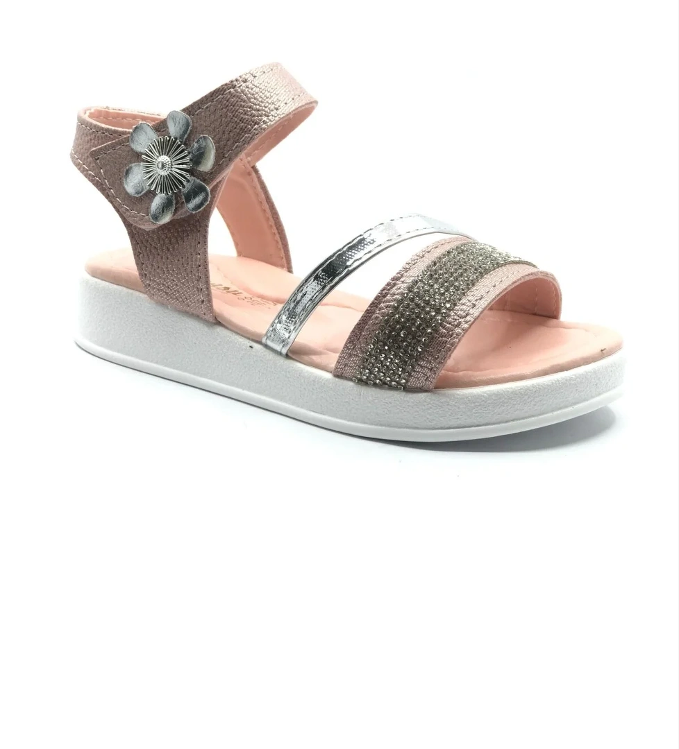 Kız Çocuk Güllü Taşlı Sandalet Çocuk Ayakkabı - Görsel 1