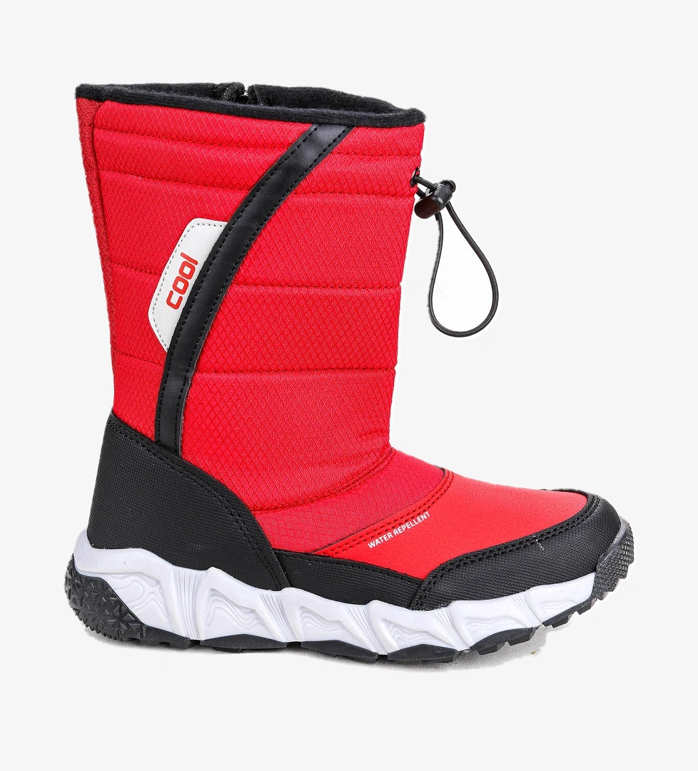 Molina Suya Dayanıklı Fermuarlı Kız/Erkek Çocuk Kar Bot Ayakkabı Kırmızı
