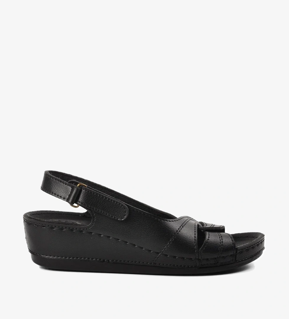 15.027 Siyah Kadın Dolgu Topuk Sandalet - Görsel 1