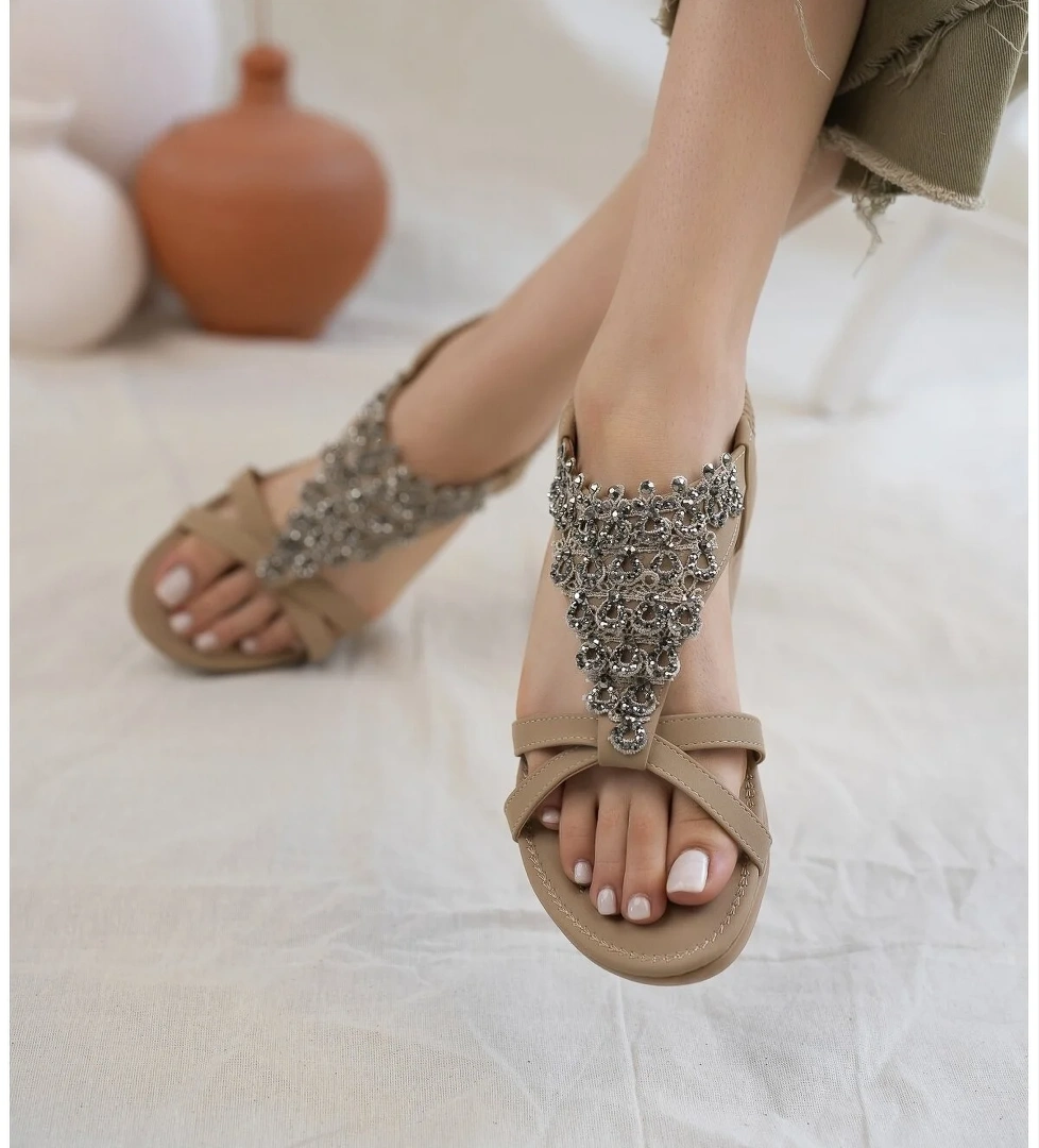 Khayt Maria Anatomik Fashion Taşlı Günlük Kadın Sandalet model görseli