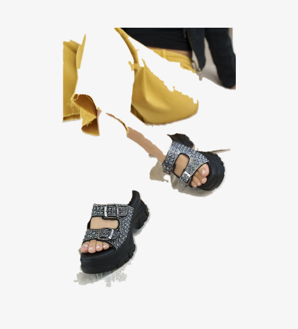 Khayt Rina Anatomik Ortopedik Kalın Taban Taşlı Günlük Kadın Terlik model görseli