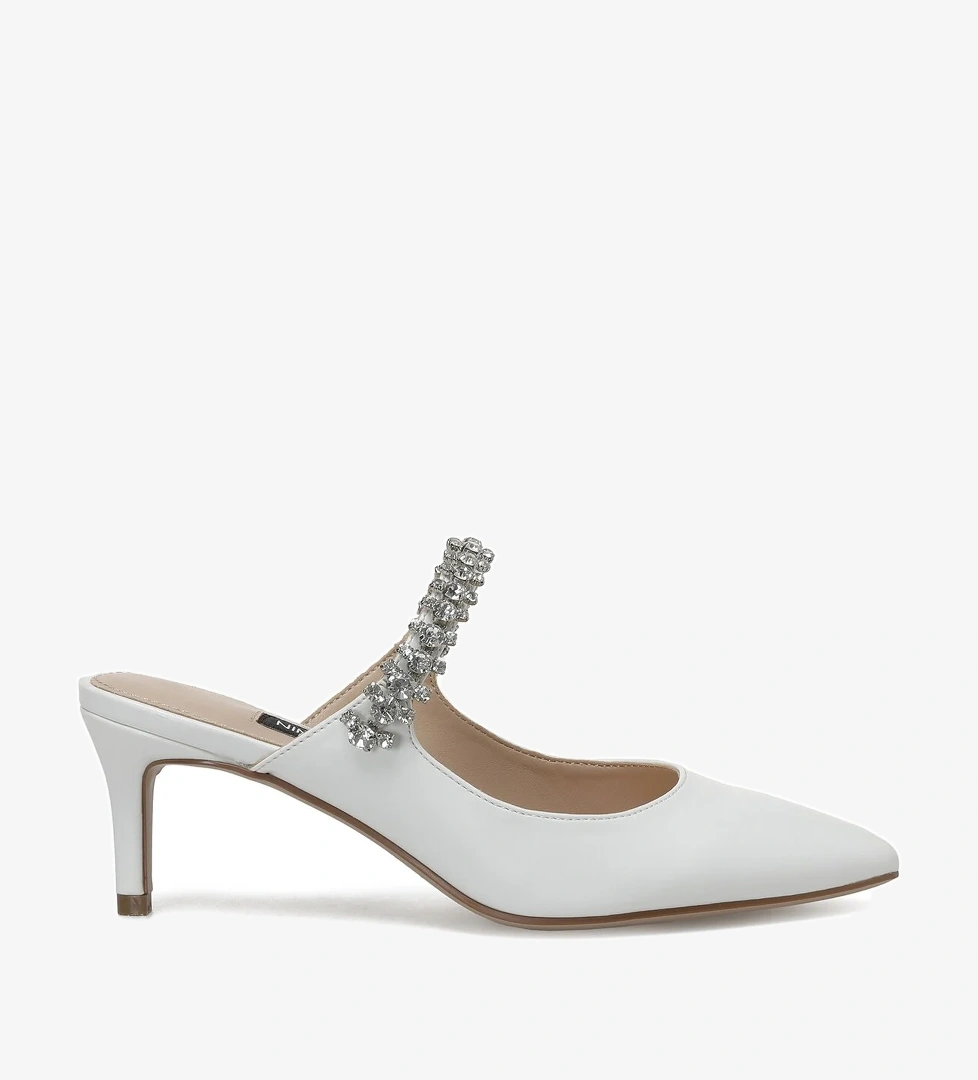 BILE 2PR Beyaz Kadın Topuklu Terlik - Görsel 1