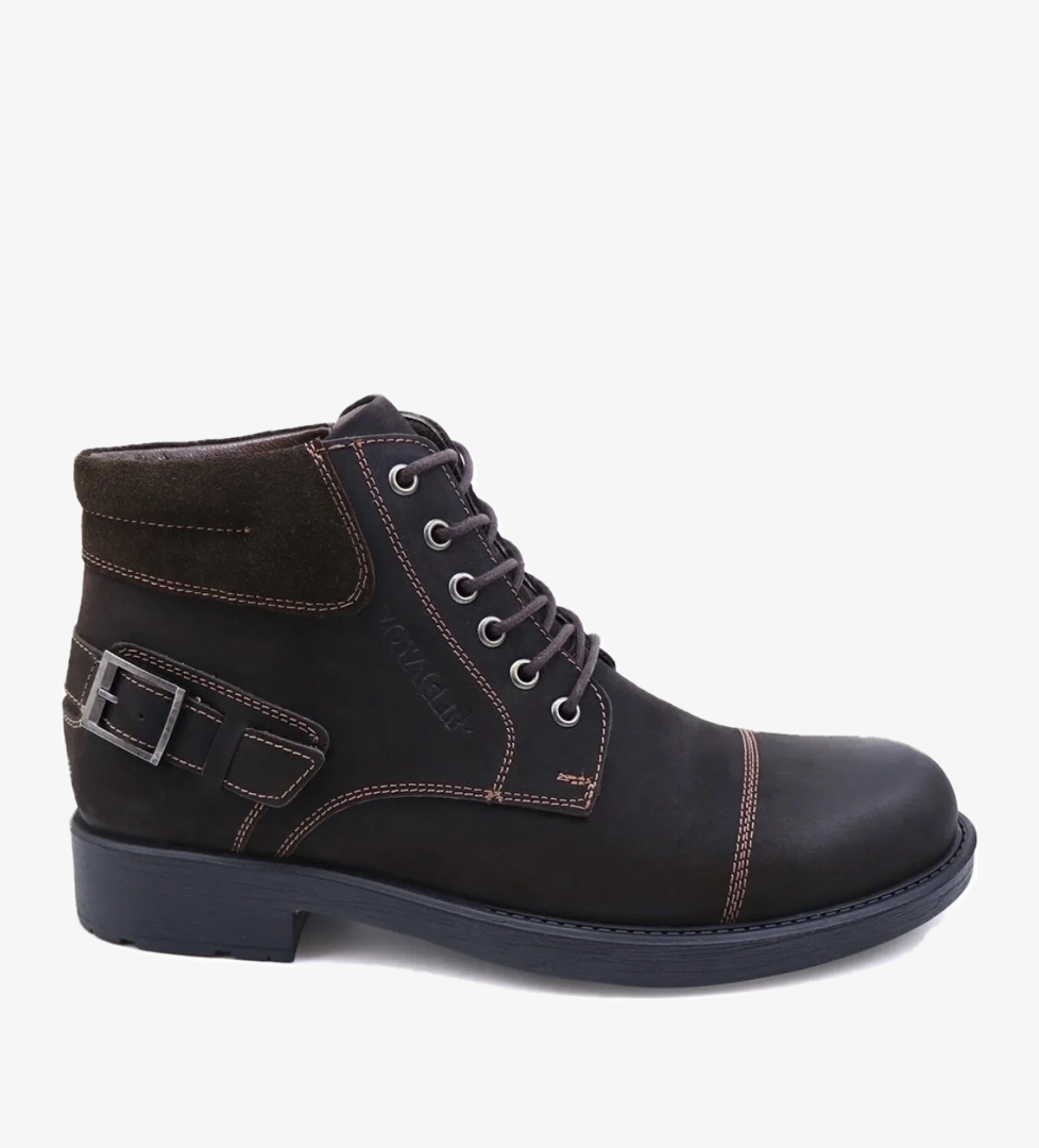 Voyager Kısa Boğazlı Hakiki/Gerçek Deri Bağcıklı Fermuarlı Günlük Klasik Erkek Bot 4327 model görseli