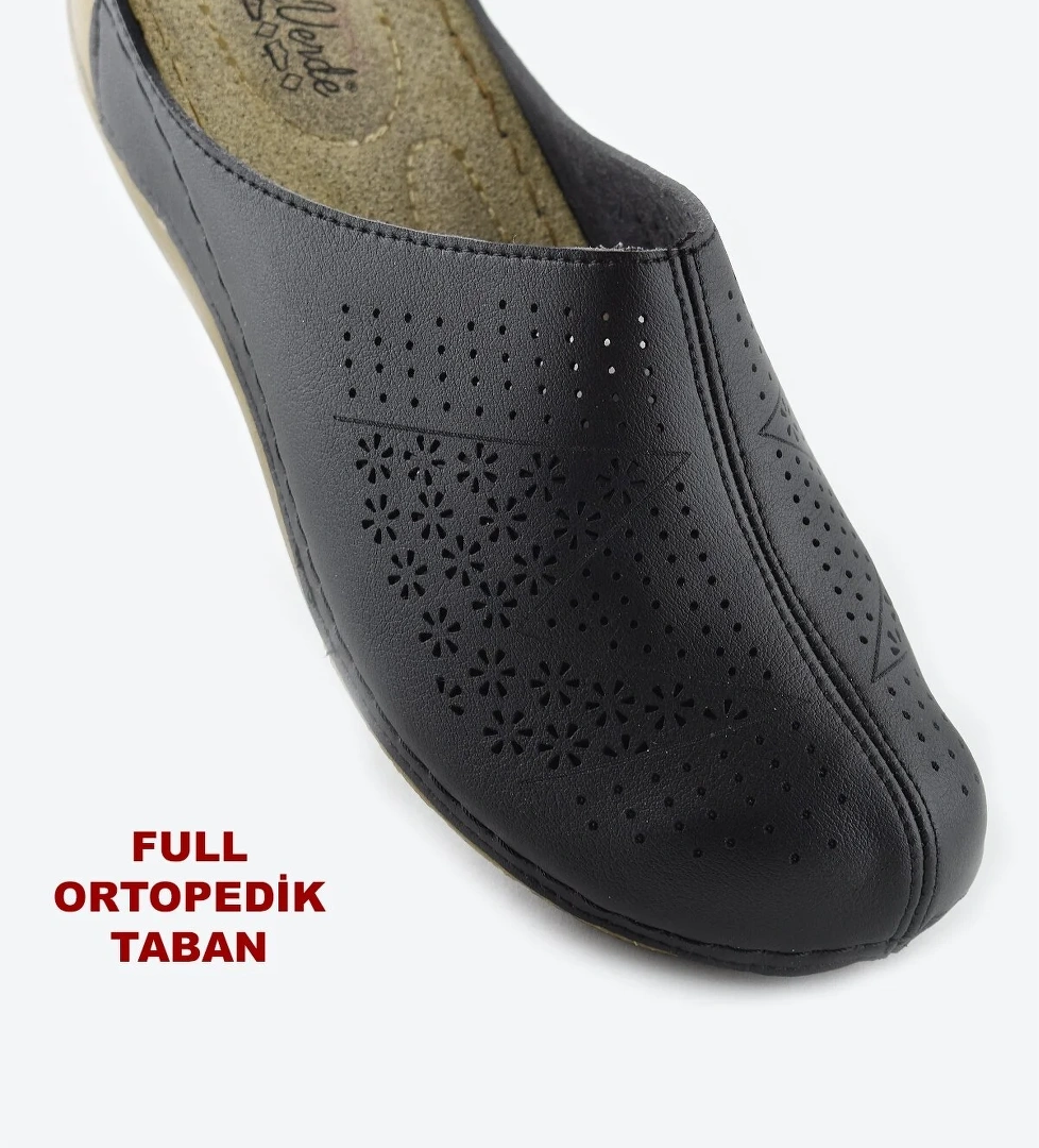 151390 Carlaverde Tam Ortopedik Kapalı Siyah Kadın Terlik Kadın Sandalet - Görsel 1