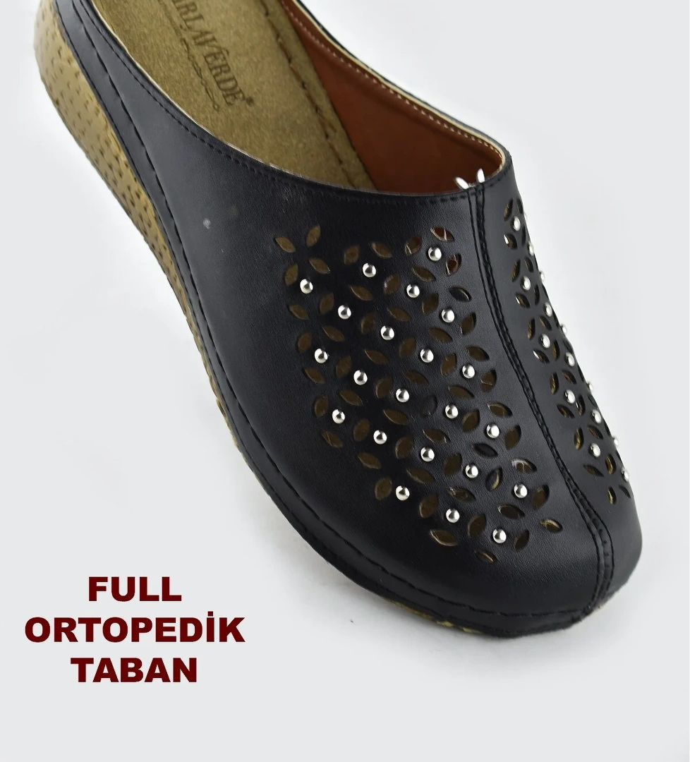 8670 Carlaverde Tam Ortopedik Kapalı Siyah Kadın Terlik Kapalı Terlik - Görsel 1