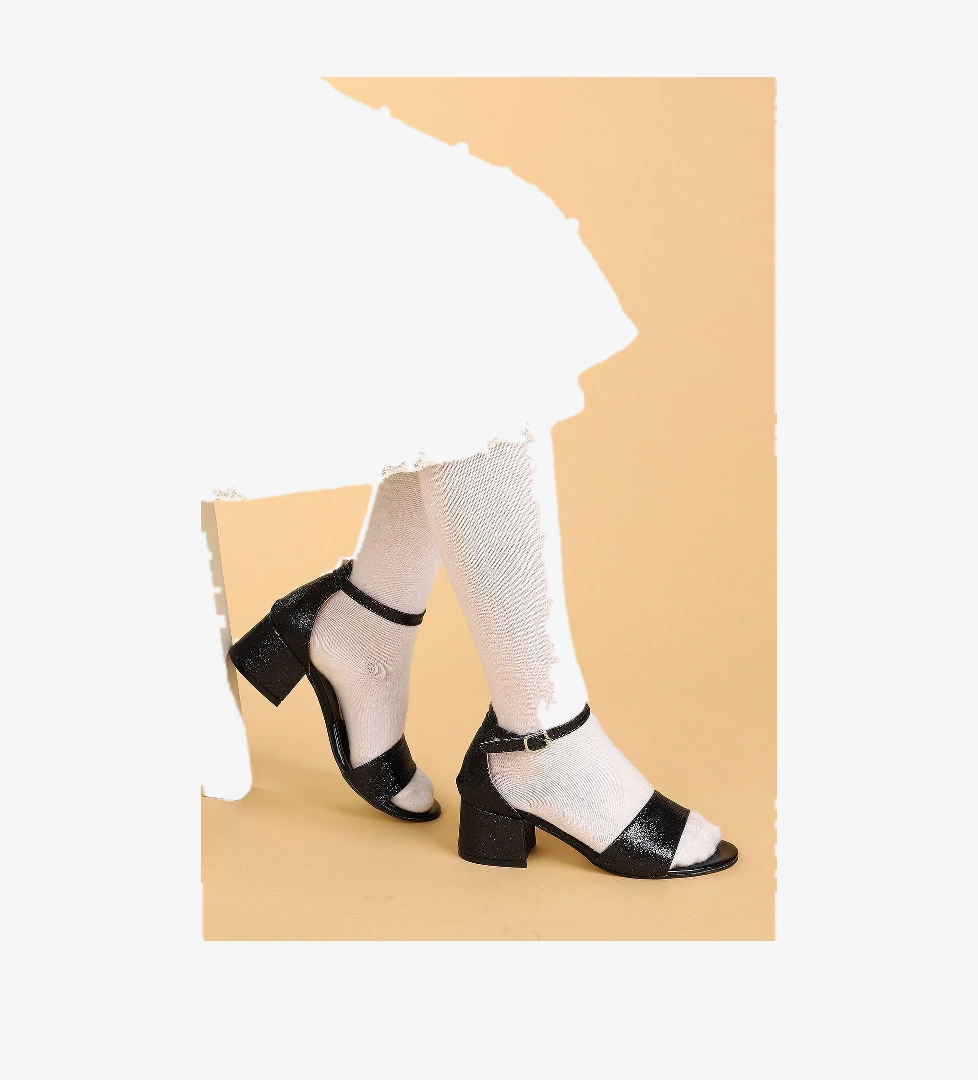 Alexa Günlük Kız Çocuk 4 Cm Topuklu Sandalet Abiye Ayakkabı Siyah