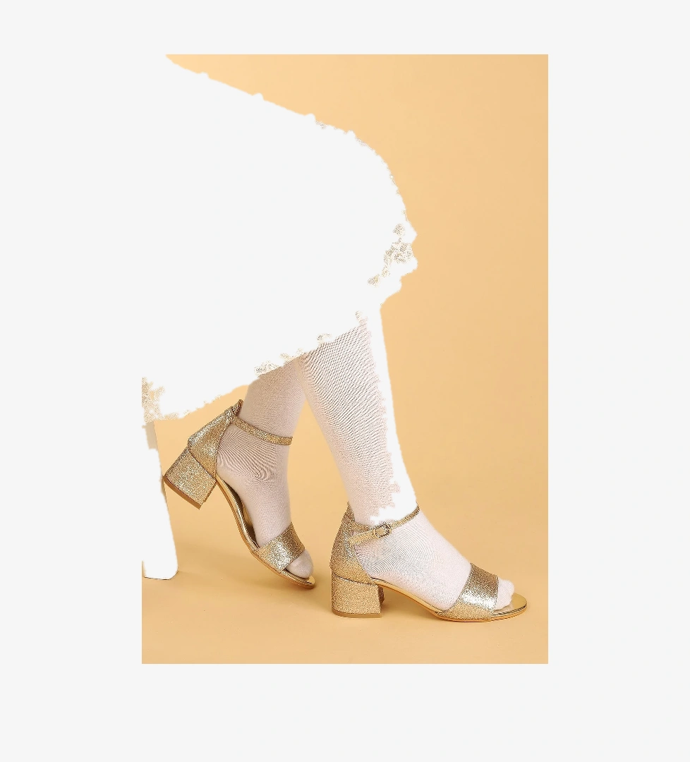 Alexa Günlük Kız Çocuk 4 Cm Topuklu Sandalet Abiye Ayakkabı Altın