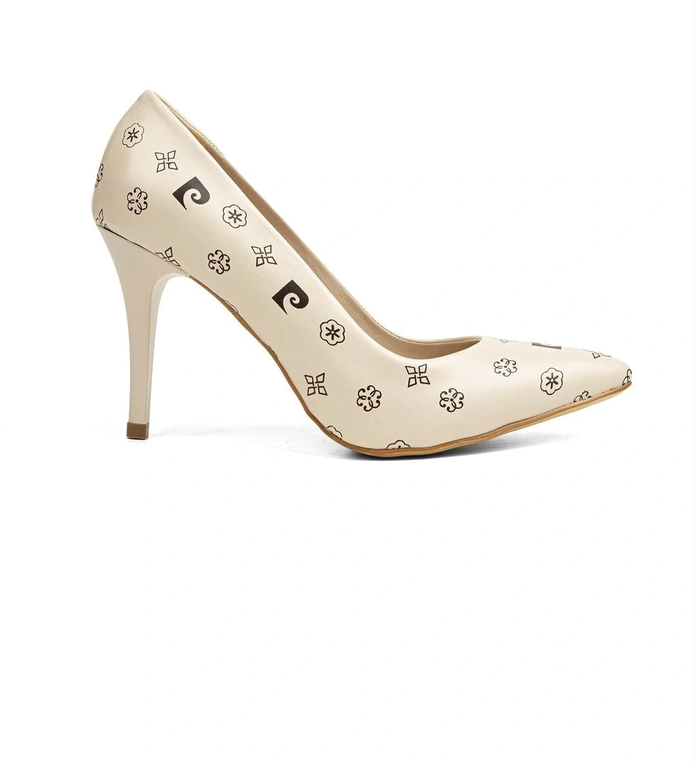 ® | PC-52211-3955 Krem Desen - Kadın Topuklu Ayakkabı