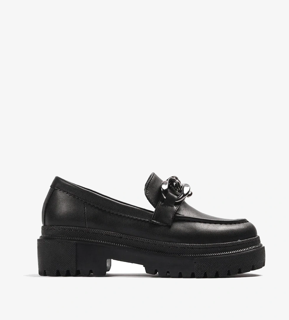 Movi Siyah Deri Günlük Kullanım Leofer Kadın Ayakkabı