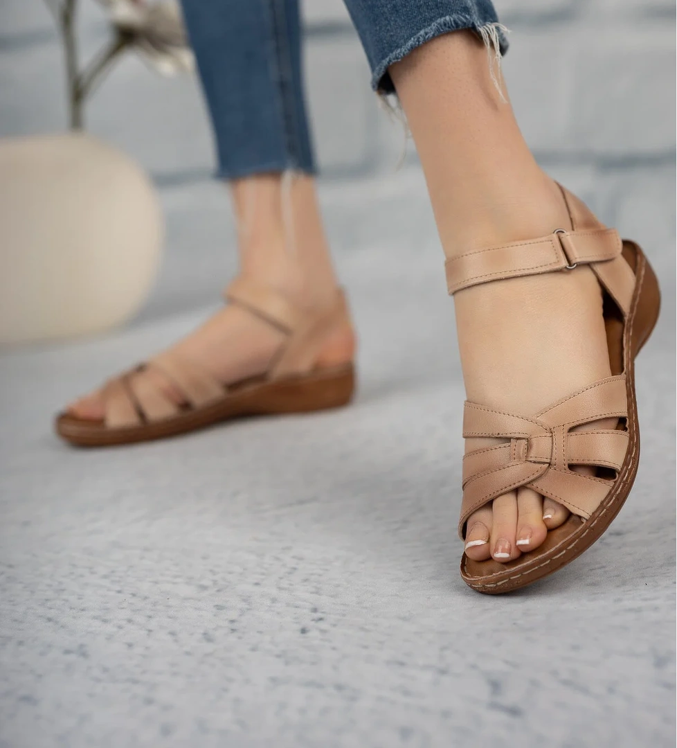 Khayt Monila Anatomik Ortopedik Hakiki Deri Rahat Taban Kadın Terlik Sandalet model görseli