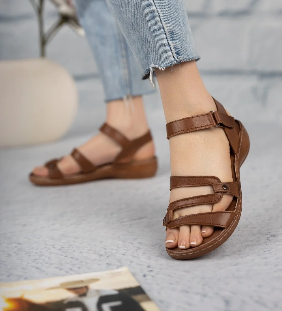 Sonia Anatomik Ortopedik Hakiki Deri Rahat Taban Kadın Terlik Sandalet