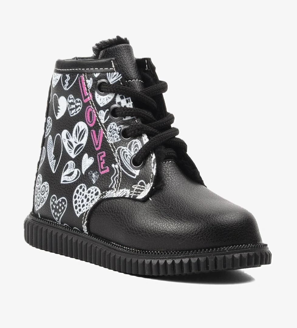 Ayakmod Arz 2301005-B Siyah Desenli İçi Kürklü Çocuk Bot model görseli