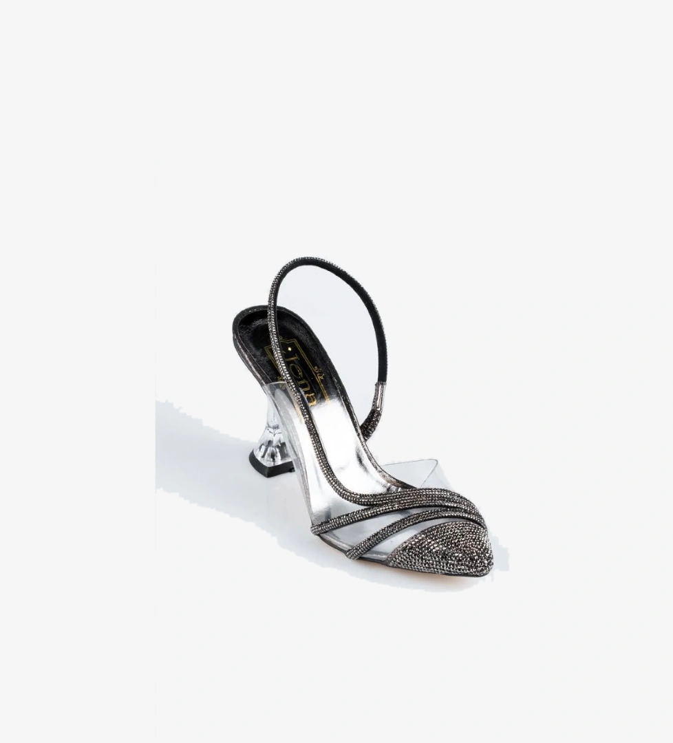 Jena 5050 Şeffaf Topuk Taşlı Abiye Kadın Ayakkabı model görseli