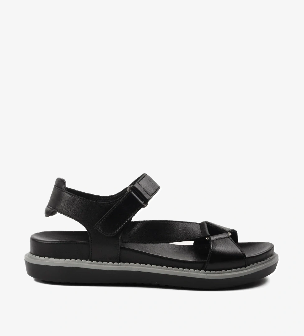 Venüs 202064y Bej Siyah Hakiki Deri Kadın Sandalet model görseli