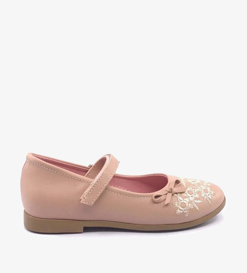 3997 Kız Çocuk Fiyonk Cırtlı Babet Ayakkabı