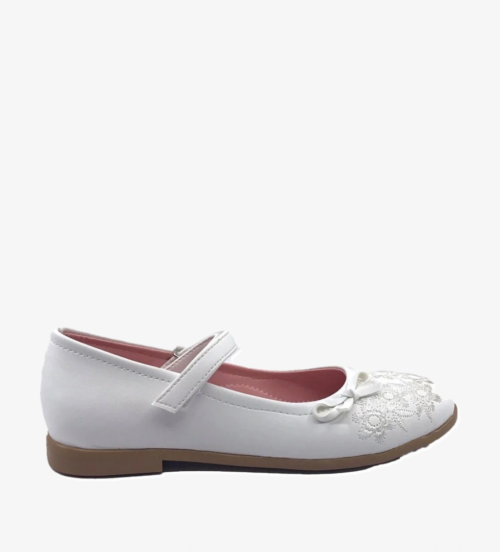 3997 Kız Çocuk Fiyonk Cırtlı Babet Ayakkabı