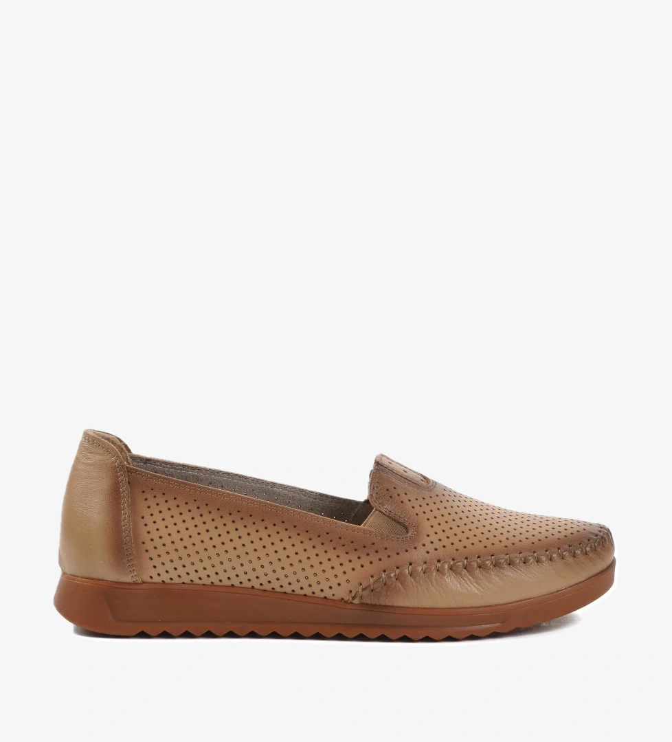 48 Krem Hakiki Deri Kadın Günlük Ayakkabı