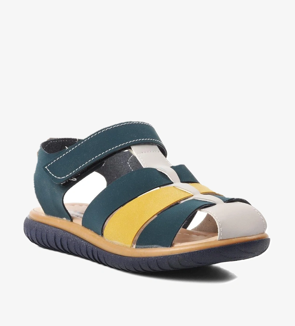 Şng 1500-F Lacivert Nubuk-Sarı-Krem Erkek Çocuk Sandalet