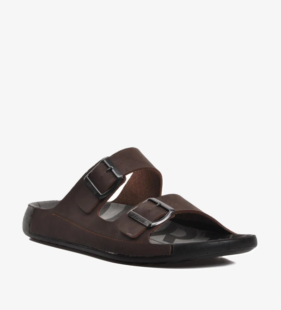 Ayakmod 66.001 Siyah Kahve Çift Bantlı Erkek Terlik model görseli