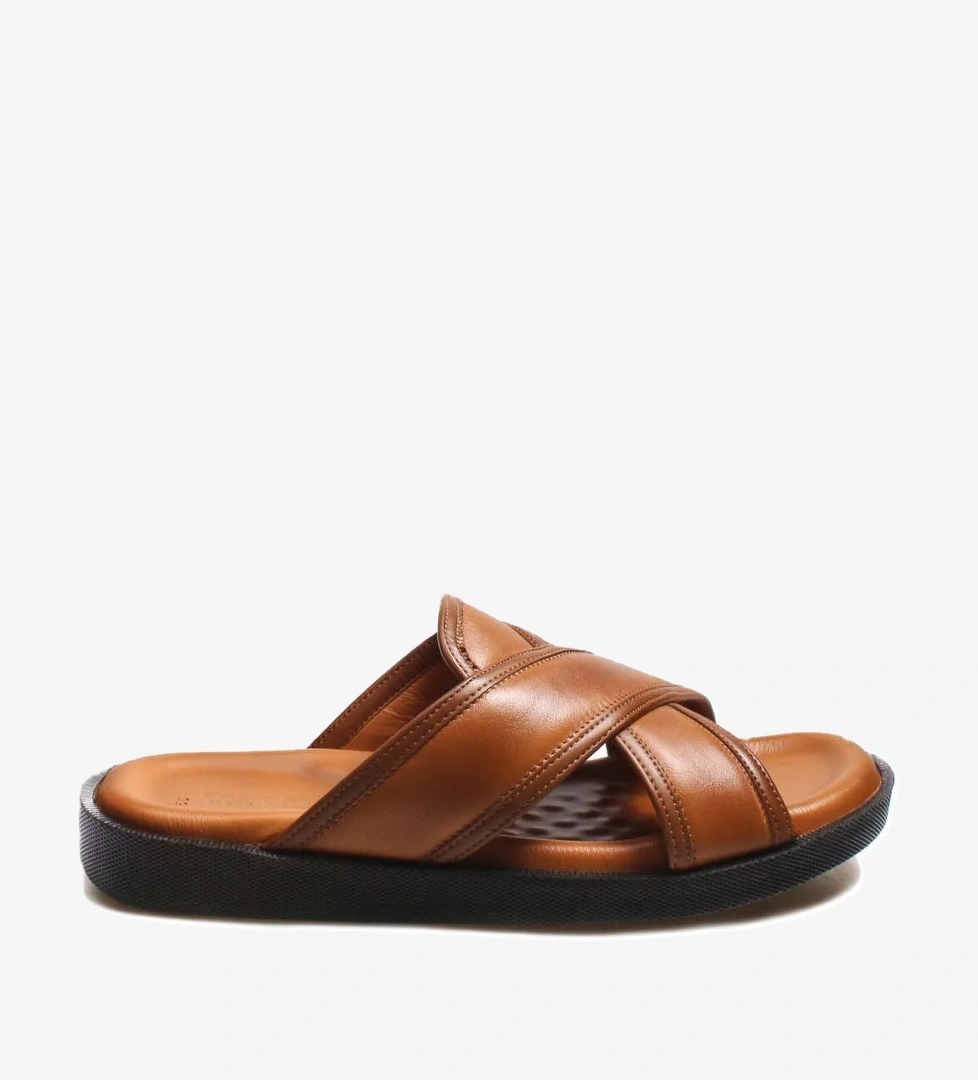 Hakiki Deri Erkek Düz Terlik 018MAM-65-C-2