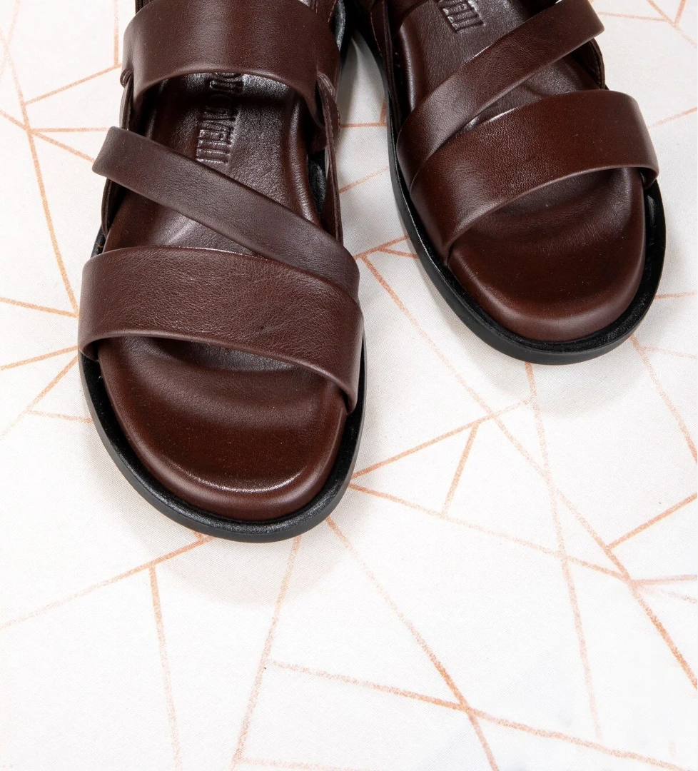 Roma Hakiki Deri Erkek Sandalet, Hakiki Deri Sandalet, Ortopedik Taban Sandalet, Hafif Der - Görsel 1