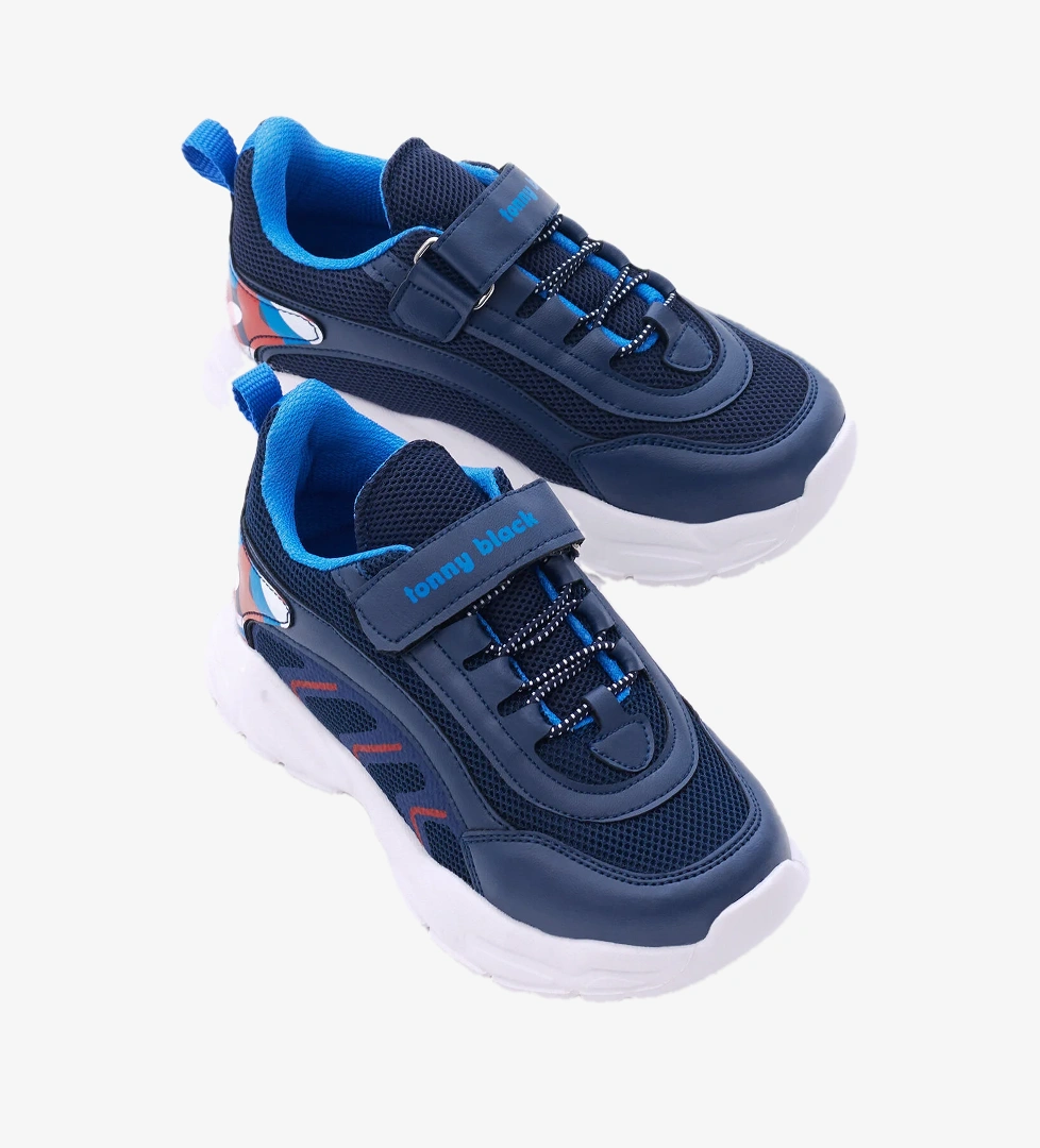 Tonny Black Tonny Black Çocuk Unisex Lacivert Kırmızı Rahat Kalıp Lastik Bağcıklı Cırtlı Spor Ayakkabı Flo'da! Lacivert - 1. görsel