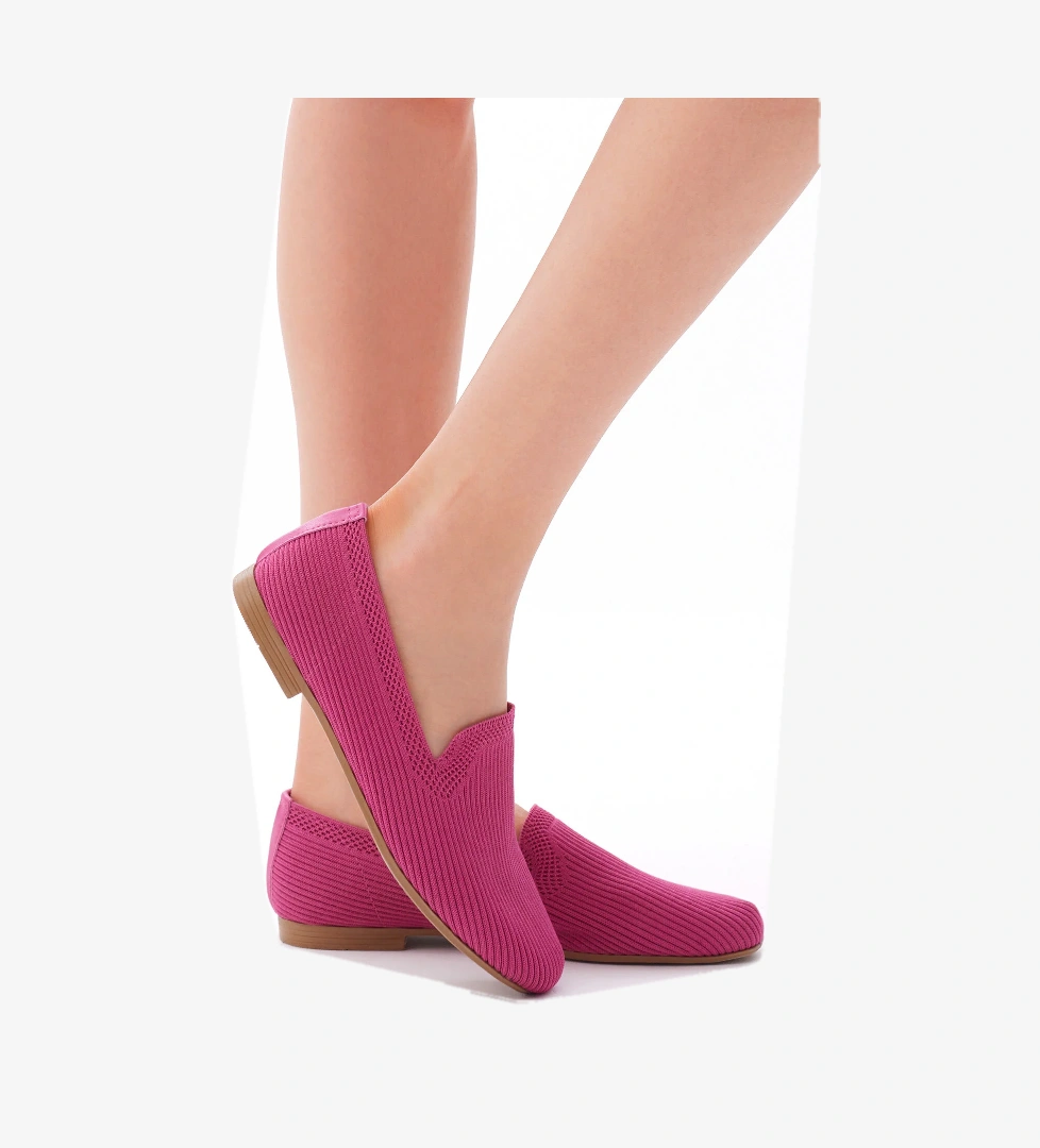 Kadın Fuşya Rahat Kalıp Düz Örgü Babet - Görsel 1