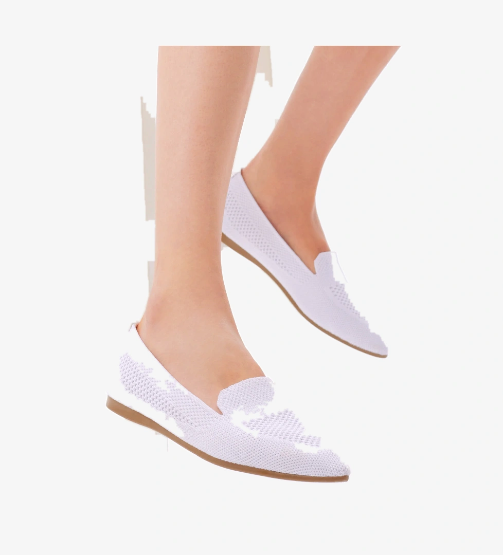 Kadın Beyaz Rahat Kalıp Düz Örgü Babet