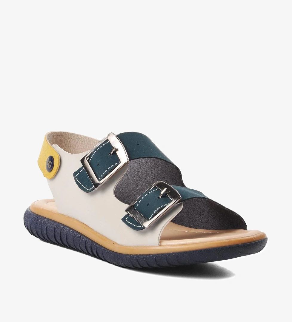 Şng 1530-F Lacivert Nubuk-Sarı-Krem Erkek Çocuk Sandalet