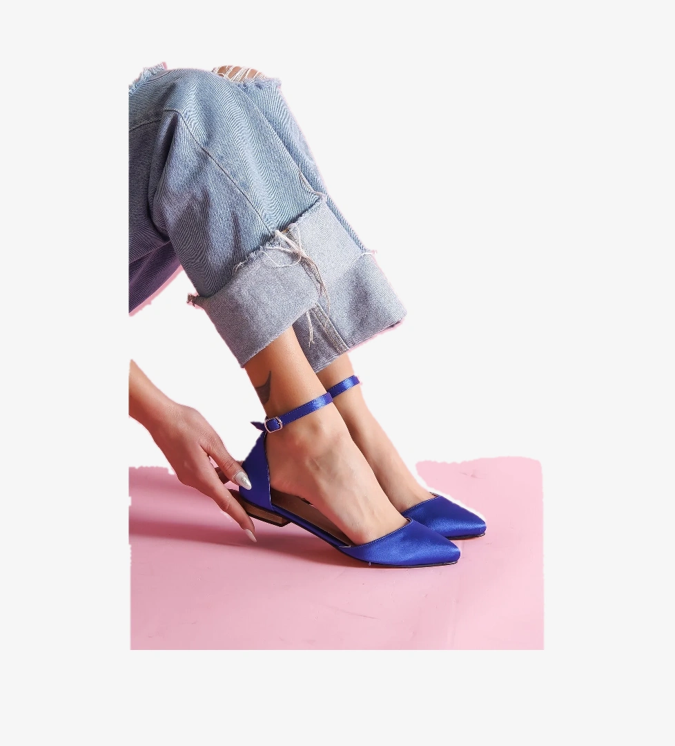 Misty Saks Saten Bilekten Bantlı Sivri Burun Günlük Babet