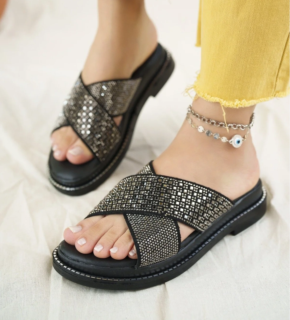 Sharone Anatomik Ortopedik Rahat Taşlı Günlük Kadın Terlik - Görsel 1