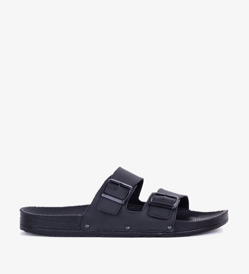 Bahamma Günlük İki Tokalı Erkek Terlik 7038 Siyah - Görsel 1