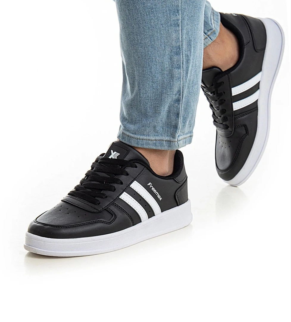 Freemax Unisex Garantili Ortopedik İç Tabanlık Hafif Esnek Sağlam Sneaker Spor Ayakkabı Siyah Beyaz