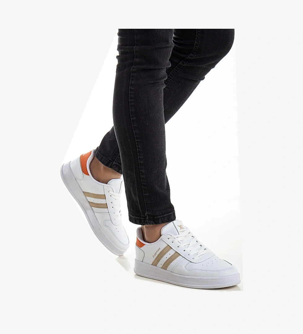 Unisex Garantili Ortopedik İç Tabanlık Hafif Esnek Sağlam Sneaker Spor Ayakkabı Beyaz Oranj