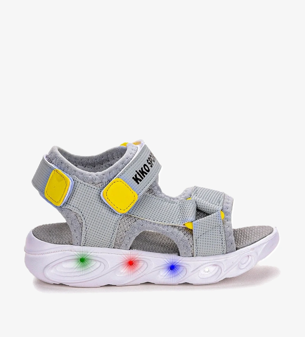 Kiko Kids Tisu 103 Işıklı Erkek Çocuk Cırtlı Sandalet Ayakkabı Açık Gri model görseli