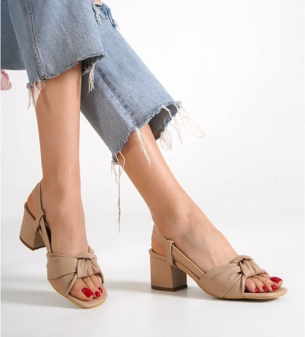 D719 Garantili Kadın Topuklu Ayakkabı_Ten