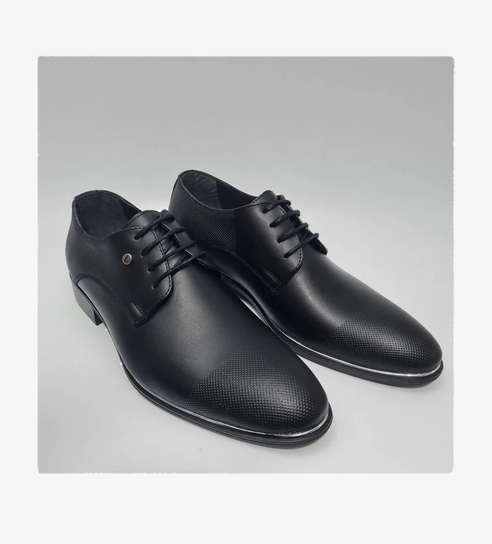 Tamboga TamBoğa Ön ve Arka Lazer Baskılı Jurdan Siyah Cilt Kundura Ayakkabı N785 model görseli