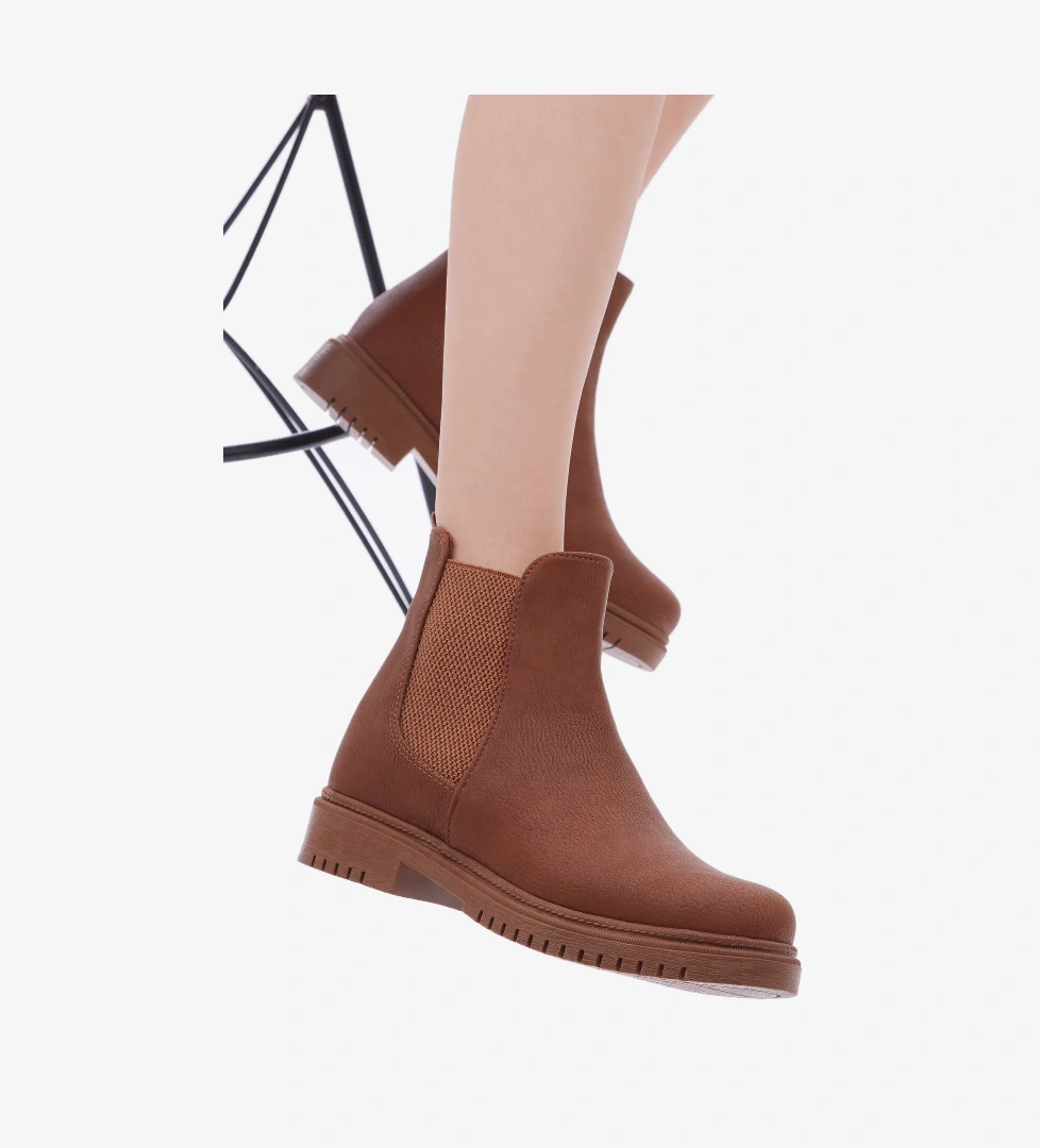 Kadın Taba Cilt Lastikli Rahat Kalıp Bot