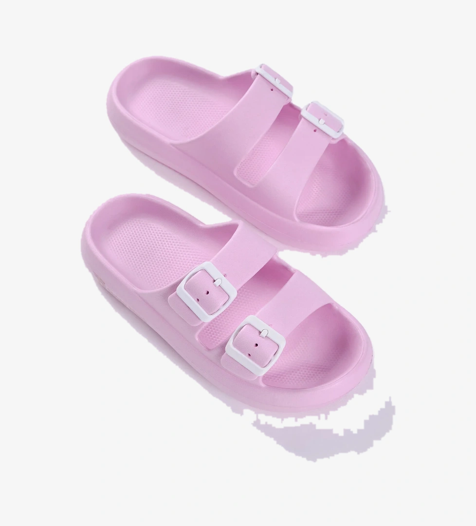 Kadın Pembe Rahat Kalıp Tokalı Yüksek Taban Eva Terlik - Görsel 1